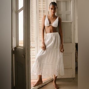 Mango Cotton Eyelet maxi skirt size large